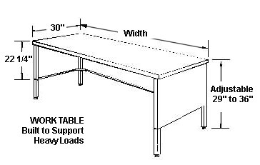 Mayline Mailroom Work Tables, TW30, TW48, TW60 and TW72