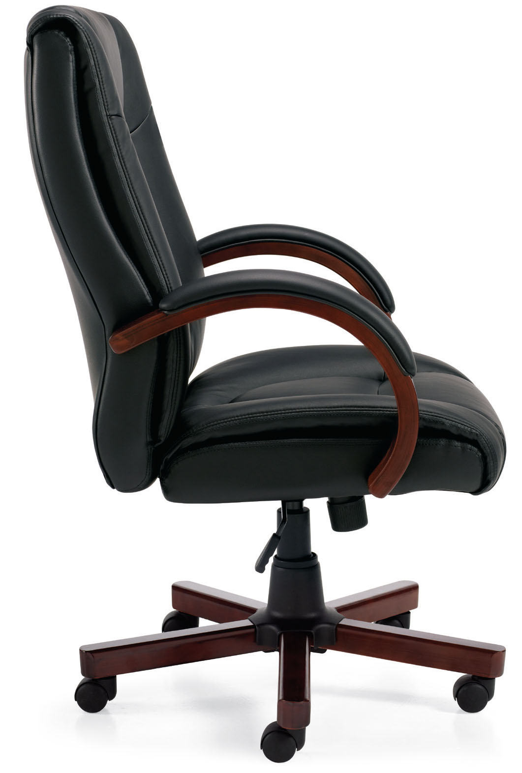 Offices To Go™ Luxhide Executive Chair with Wood Arms and Base, OTG11300