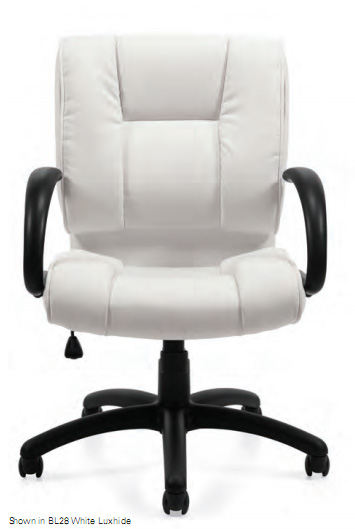 Offices To Go™ Luxhide Executive Mid Back Chair with Reverse Curve Arms, OTG2701