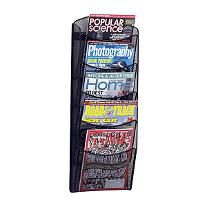 Safco Onyx™ Mesh Wall Mount 5-Pocket Magazine Rack, 5578BL