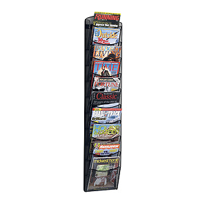 Safco Onyx™ Mesh Wall Mount 10-Pocket Magazine Rack, 5579BL