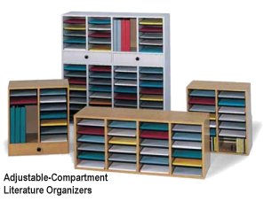 Safco Wood Adjustable Compartment Literature Organizers, 9422, 9423, 9424, 9494