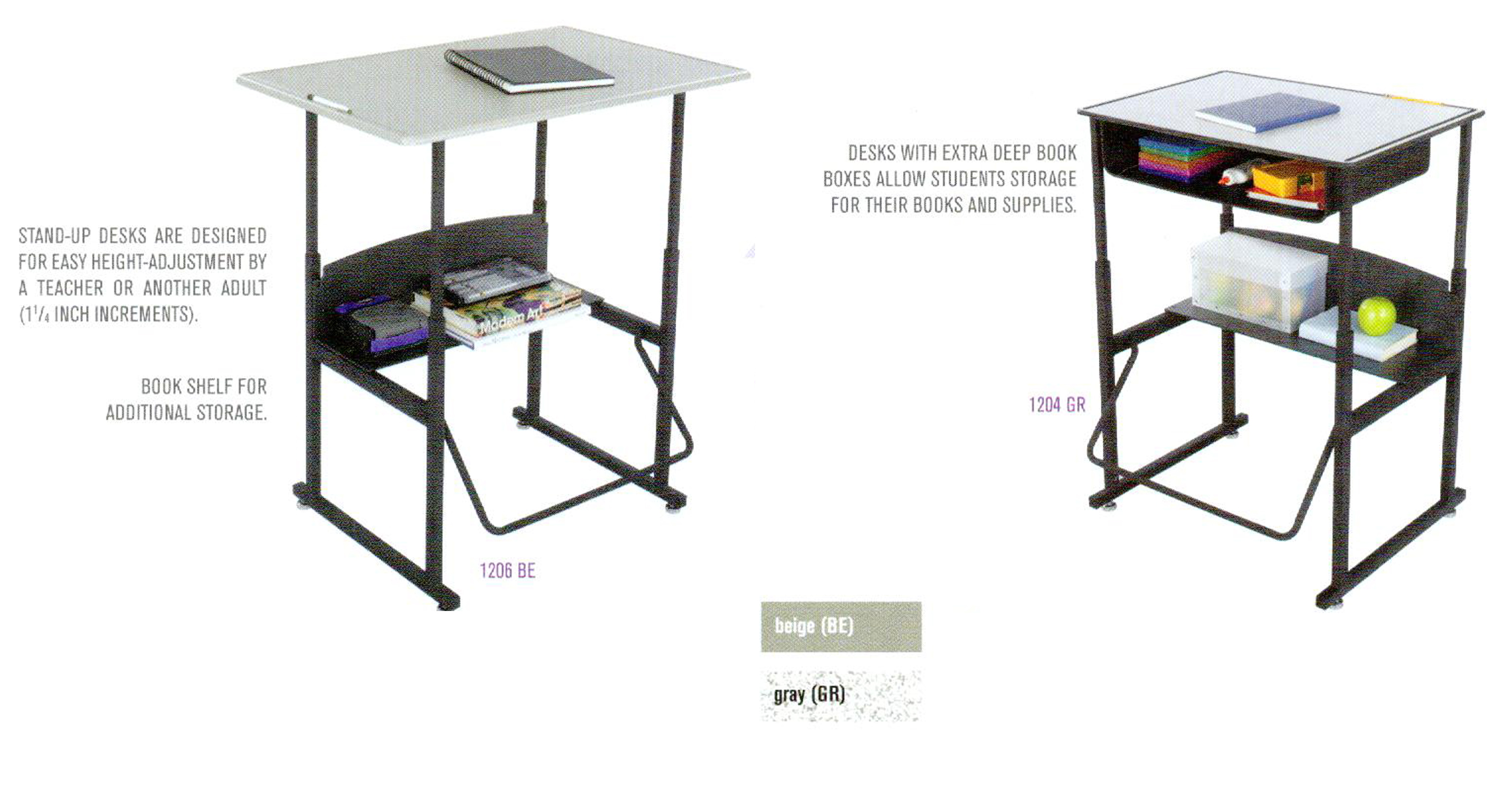 Safco AlphaBetter® Desks, 1204GR, 1206BE