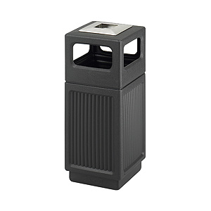 Safco Canmeleon Ribbed Outdoor Waste Receptacle, 9474BL