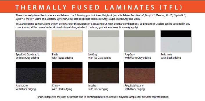 Mayline High Pressure Laminate Colors