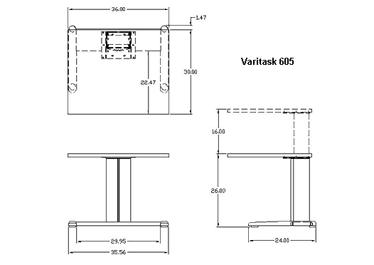 Mayline E-Series Height-Adjustable Workstation Specifications 605