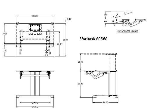 Mayline E-Series Height-Adjustable Workstation Specifications 605W