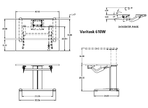 Mayline E-Series Height-Adjustable Workstation Specifications 610W