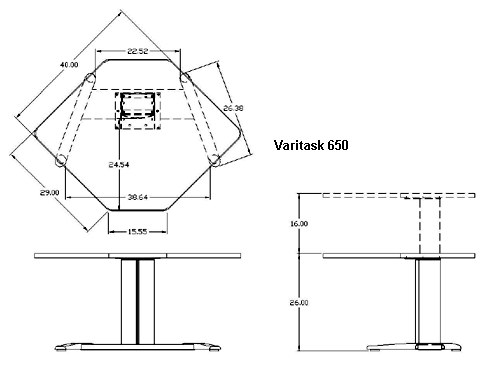 Mayline E-Series Height-Adjustable Workstation Specifications 650