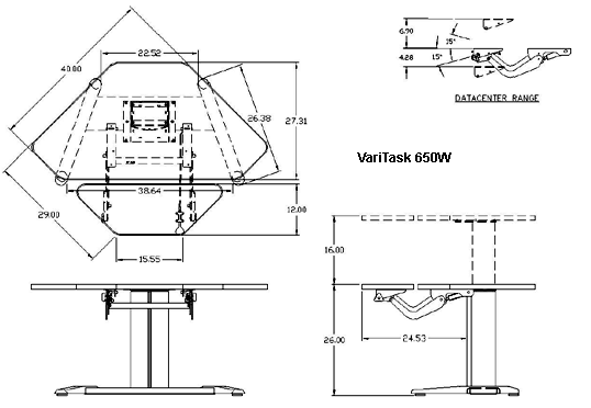 Mayline E-Series Height-Adjustable Workstation Specifications 650W