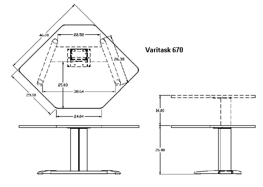 Mayline E-Series Height-Adjustable Workstation Specifications 670