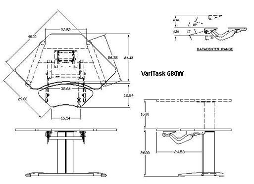 Mayline E-Series Height-Adjustable Workstation Specifications 680W