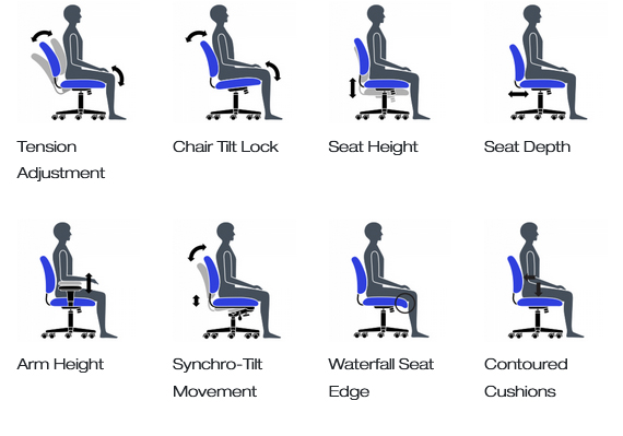 Offices To Go™ Mesh Back Heavy Duty Synchro-Tilter Ergonomics, OTG10703B