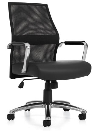 Offices To Go™ Luxhide Executive Chair with Chrome Arms and Arm Pads, OTG11663B