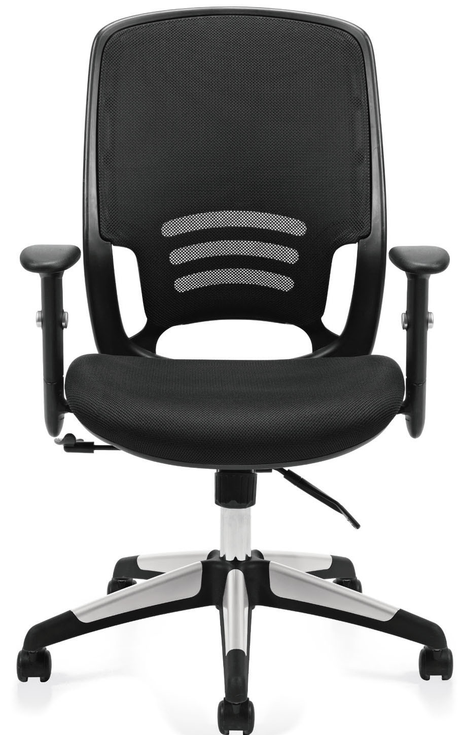 Offices To Go™ Luxhide Executive Chair with Reverse Curve Arms, OTG11685B