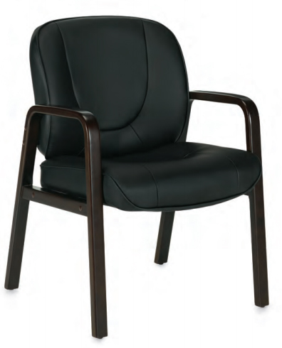 Offices To Go™ Luxhide Guest Chair with Wood Accents, OTG11770B