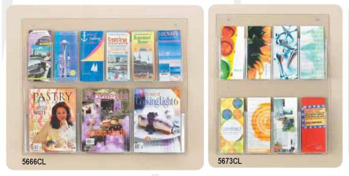 Safco Clear2c Displays, Magazine and Pamphlet Displays, 5665CL, 5666CL, 5667CL, 5668CL, 5669CL, 5670CL, 5671CL, 5672CL, 5673Cl, 5682CL